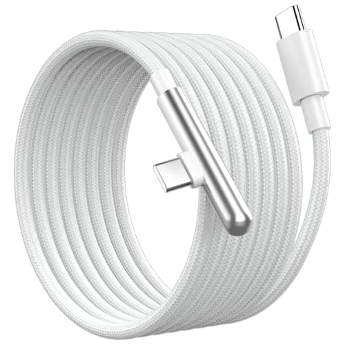 16FT USB C Cable Fast Charging 240WExtra Long USB C to USB C Cable 16foot Type C Right Angle Charger Data Cord Braided for iPhone 17 16 Pro Max 15iPadMacBook Pro AirGalaxy S26 S25 S24 UltraWhite