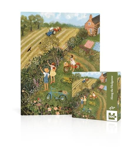 New York Puzzle Company Lor Pemberton Along The Hedgerow Mini 100 Piece Jigsaw Puzzle for Adults by Lor Pemberton