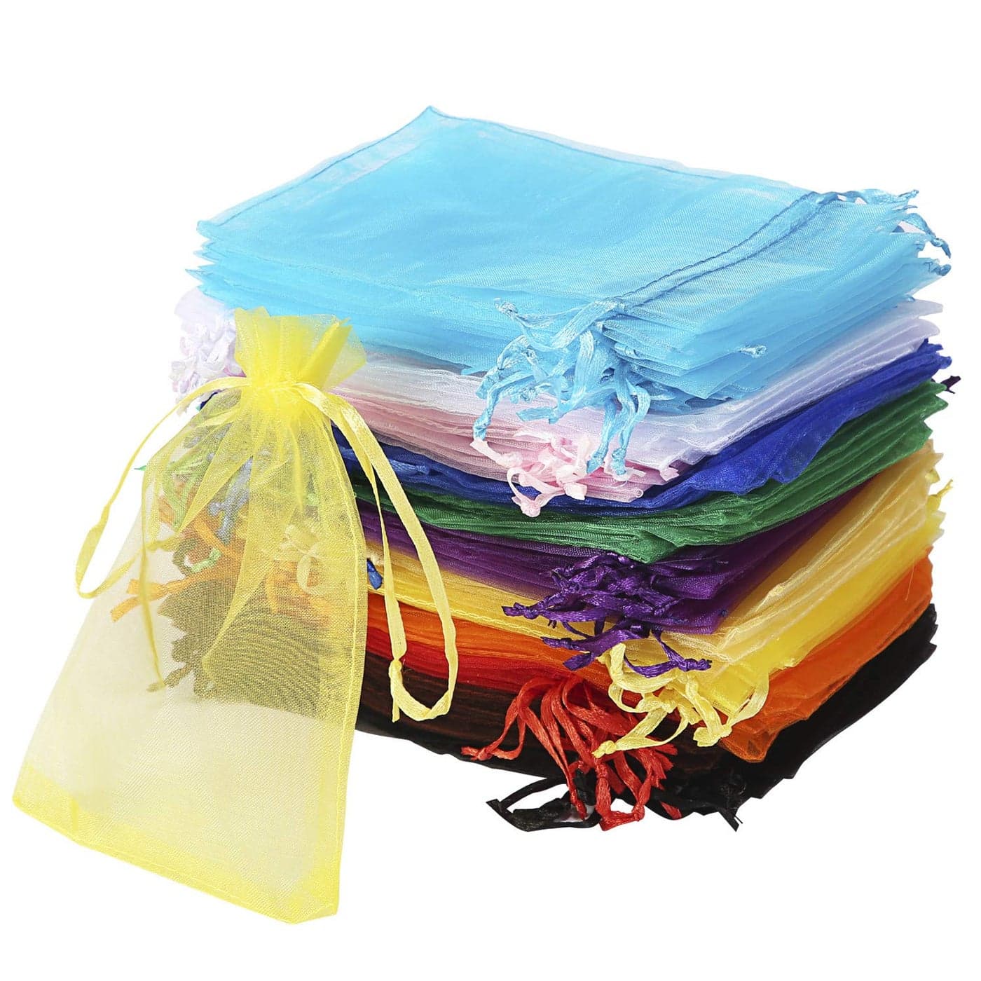 Bouraw 120Pcs Organza Bags 4x6 Inches with Drawstring Jewelry Pouches Wedding Party Christmas Favor Gift Bags Mixed Color