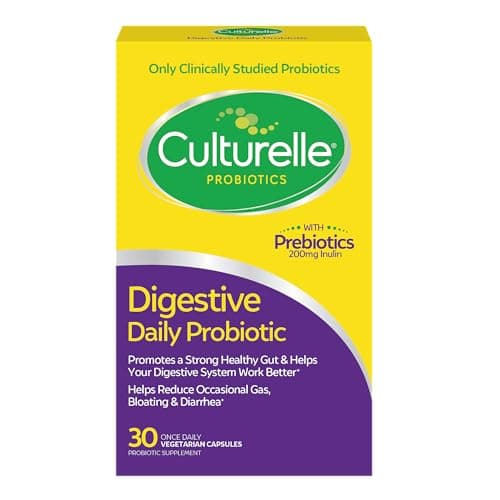 Culturelle Daily Probiotic Capsules For Men Women Most Clinically Studied Probiotic Strain Digestive Gut Health Supports Occasional Diarrhea Gas Bloating 1 Month Supply 30 CT