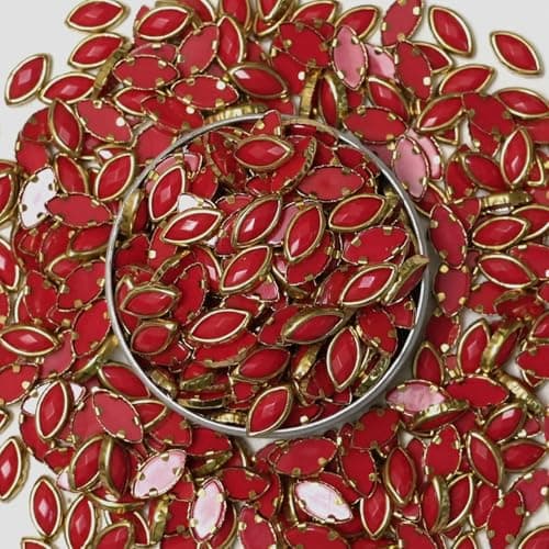 EmbroideryMaterial Raw Material Flat Glue On Kundan Stones Beads for Craft, Jewellery Making, Bangles Work, Maggam Work Material, Stones for Embroidery Work, Aari Work (4X8 MM, 500 Pieces)
