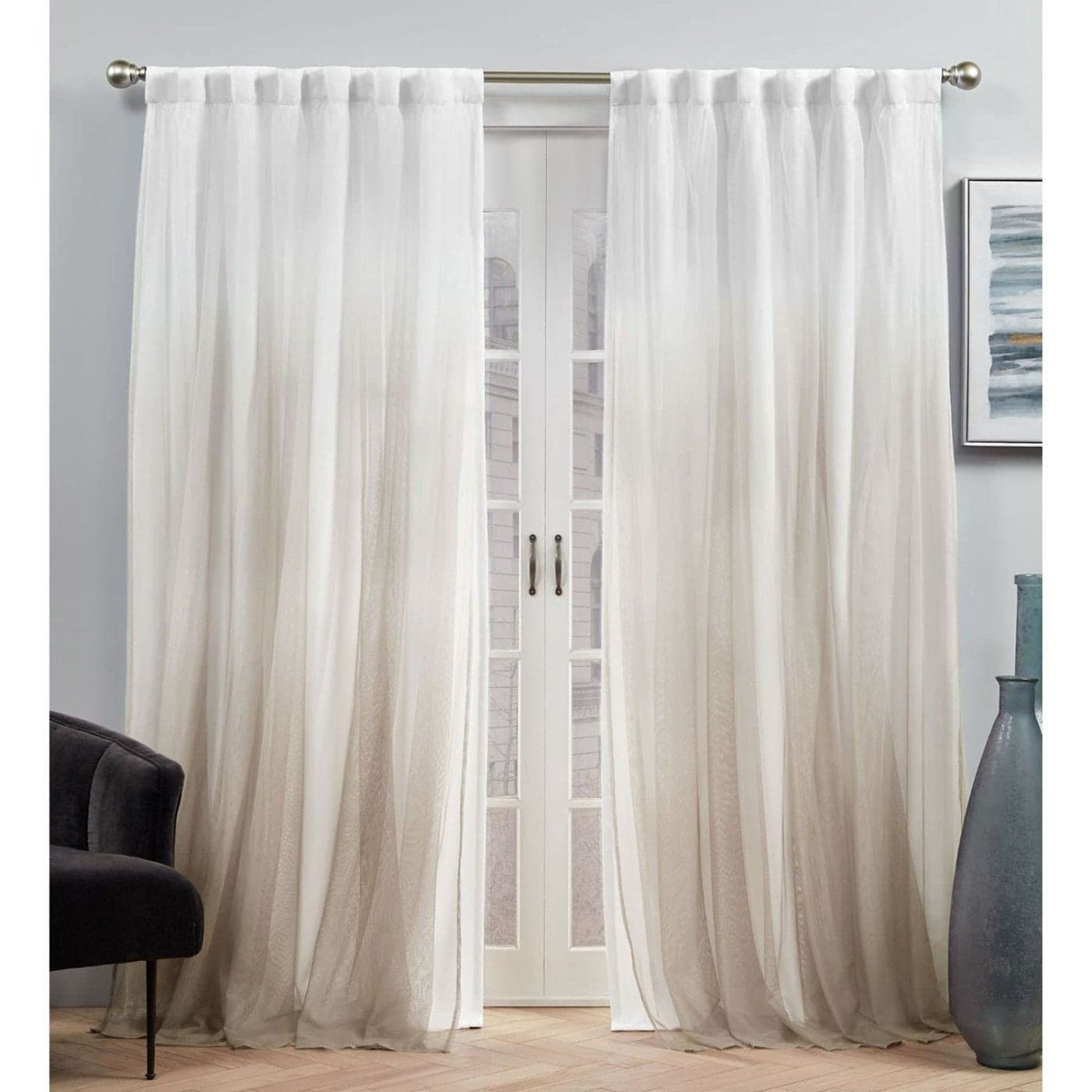 Exclusive Home Crescendo Lined Room Darkening Blackout Hidden Tab Top Curtain Panel Pair 52x96 Champagne Set of 2