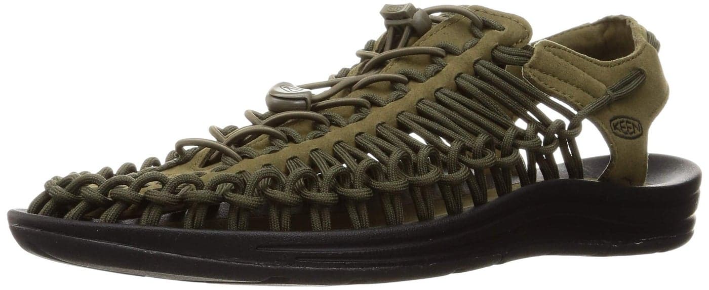KEEN Men’s UNEEK Classic Two Cord Sandals, Dark Olive/Black, 10 Medium US