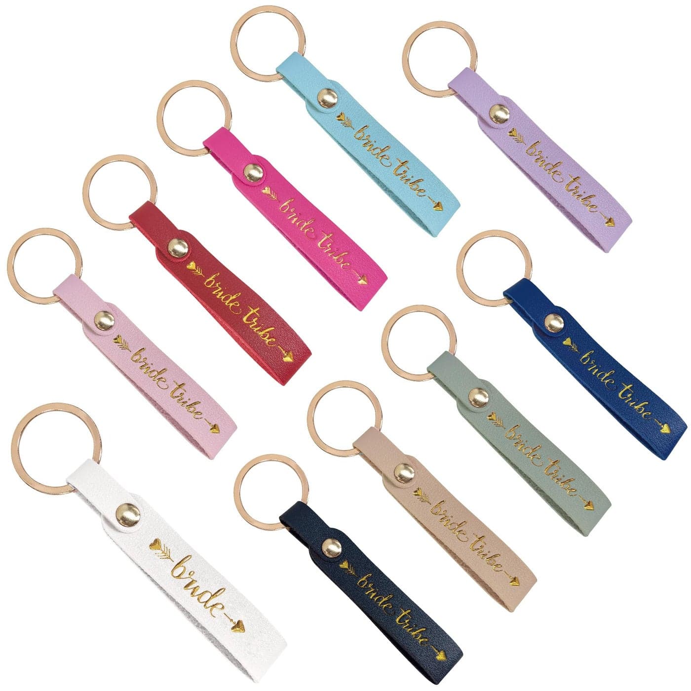 LADYHOME 10 Packs Bride Keychain Bridesmaids Proposal Gifts Bridesmaids Gifts Maid of Honor Bride Tribe Keychains for Bachelorette Party Bridal ShowerMulticolor