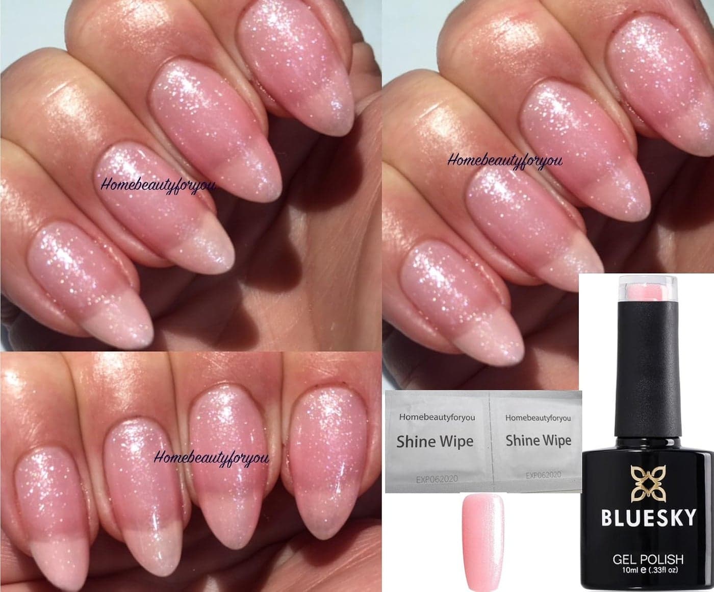 Bluesky PINK Grapefruit Pink Shimmer Sparkle 80546 Nail Gel Polish UV LED Soak Off 10ml