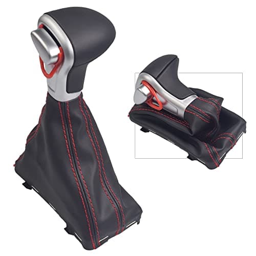 Hacreyatu Automatic Shift Knob Gaiter Boot for Audi A4 B8 2009-up at,Audi A5 2008-2015 at,Audi Q5 2010-up at(Black +Red Wire)