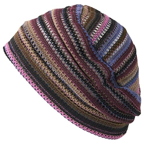 CHARM Men Summer Beanie Knit - Women Hipster Slouchy Hat Boho Street Crochet Fashion Cap Purple