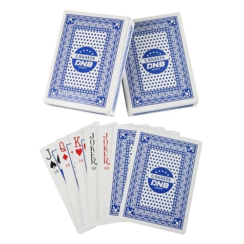 DNB 2 Deck Canasta Cards 2 Decks Blue Playing Cards with Point Values Includes Canasta and Hand and Foot Rules