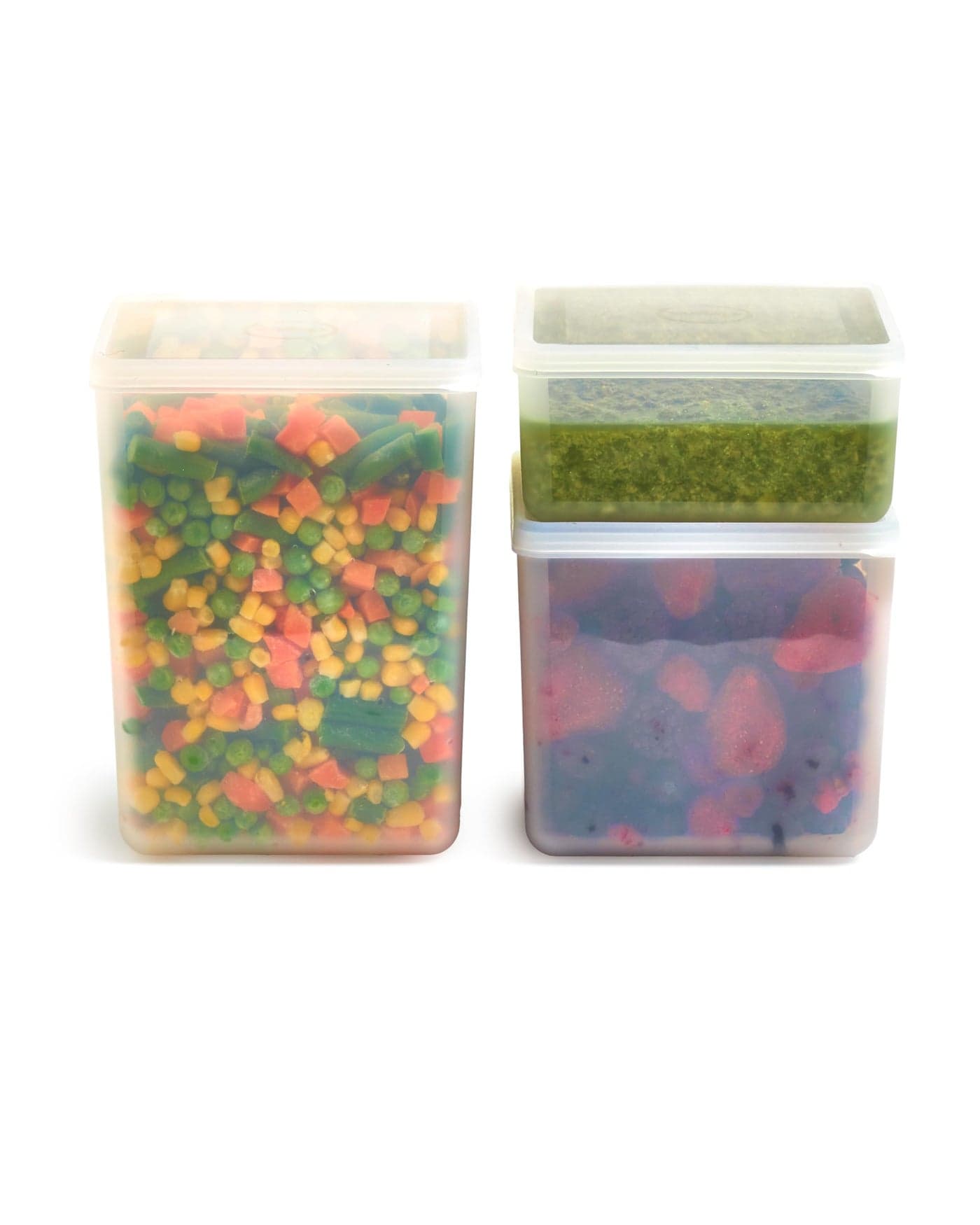WP Freezer Cubes Set of 3 Reclaim Your Freezer With Tidy Stackable Frozen Food Containers 16oz 40oz 64 oz Freezer safe BPA Free Dishwasher Safe Microwave Safe