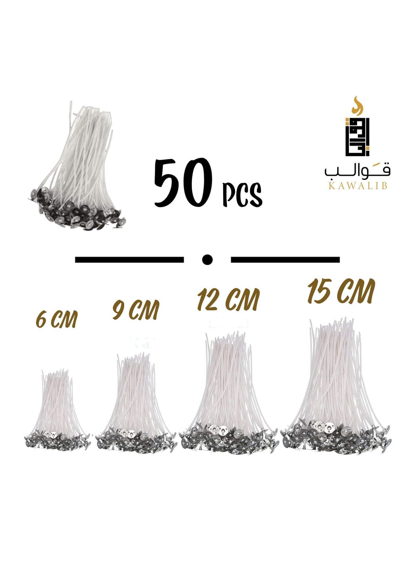 Pre Waxed Tabbed Natural Cotton Candle Wicks With Metal Tabs For Making 50 PCS In Different Length That Meet Your Needs