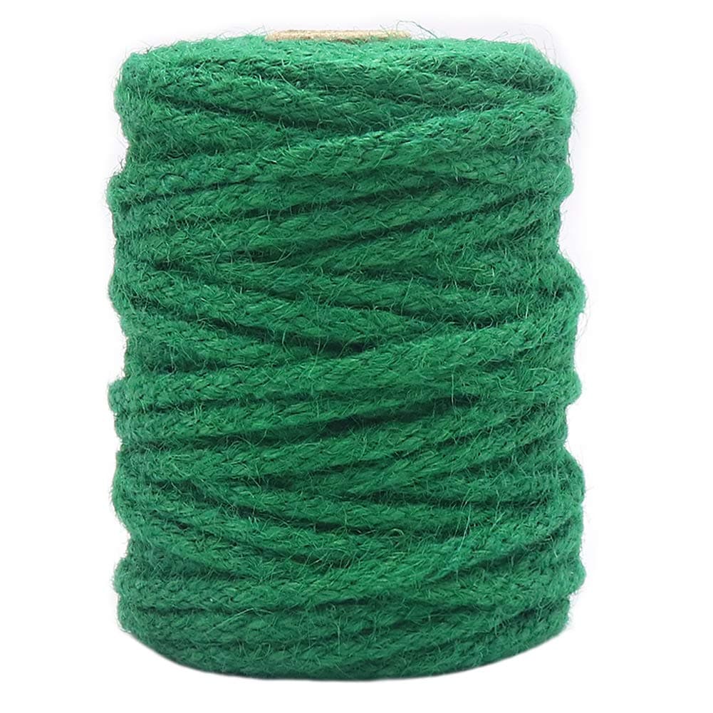 Tenn Well Green Garden Twine 100 Feet x 5mm Wide Braided Jute Rope for Gardening Crafting Packing and Bundling
