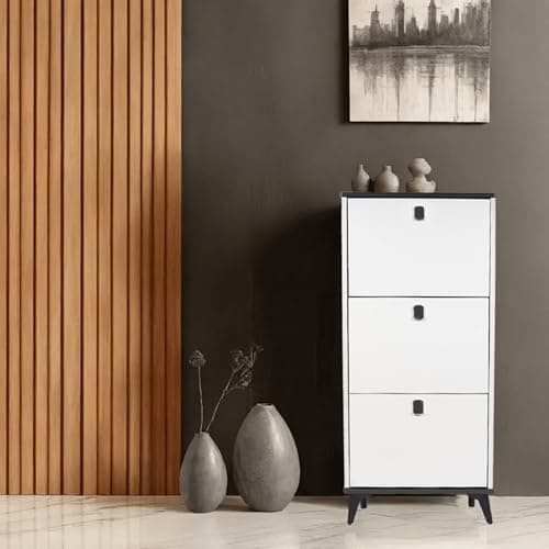 The Artment your artistic apartment Slimline 3 Drawer Shoe Cabinet, MDF Material – Space Saving Shoe Storage Organizer for Hallway & Entryway | Modern Footwear Stand | Home Furniture (50x17x118 cm)