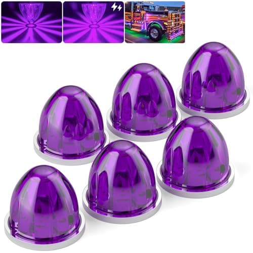 BJZ 6Pcs Purple Watermelon LED Strobe+Constant Marker Lights Dual Function Watermelon-Shaped Side Marker Clearance Tail Top Cap Roof Lights for Trailer Truck Semi-Trailer Heavy-Duty Truck Bus Van