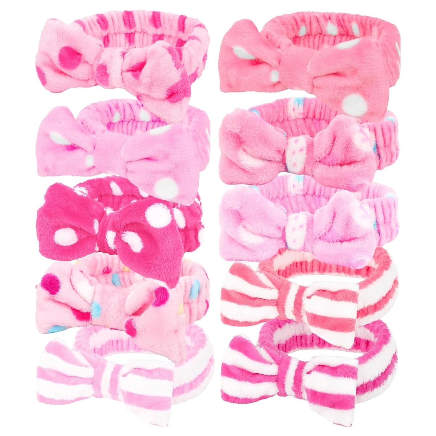 Casoty 10 Pcs Skincare Headbands Spa Headband for Washing Face Soft Coral Fleece Headbands for Makeup Bow Headbands for Face Washing Shower Skin Care Yoga