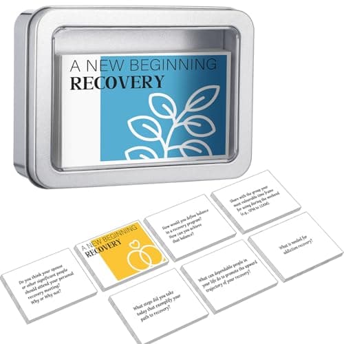 Rotatingpals 51 Pcs Recovery Card Game for Adults Includes 50 Addiction Recovery Cards with Tin Box Therapy Games for Adults Group Therapy Activities for Stress and Social Anxiety Mental Health
