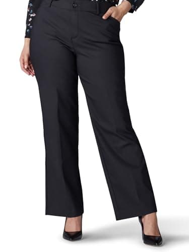Lee Women's Plus Size Ultra Lux Comfort with Flex Motion Trouser Pant Black 20W, 20 Petite