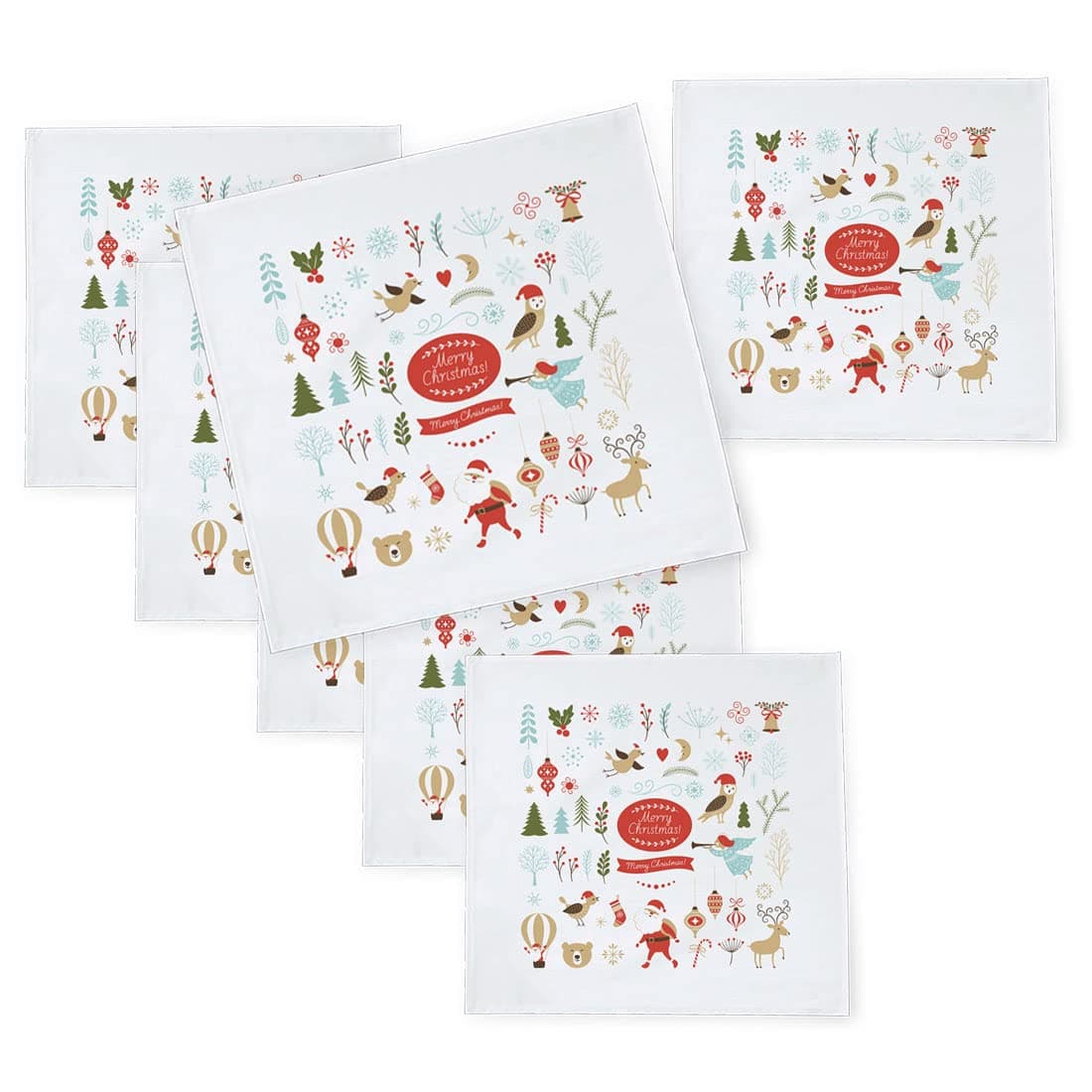 Khakee 6 Pcs Christmas Theme Silk Table Napkins 10x 10 for Xmas Decoration Christmas OrnamentsChristmas Giftxmas21079