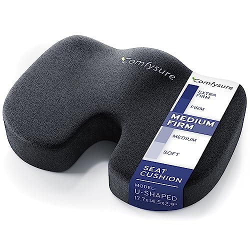 Memory Foam Seat Cushion Tailbone Pain Relief Cushion NonSlip Sciatica Pain Relief Pillow for Office Chair Car Wheelchair Computer Desk Chair Coccyx Lower Back Support Black