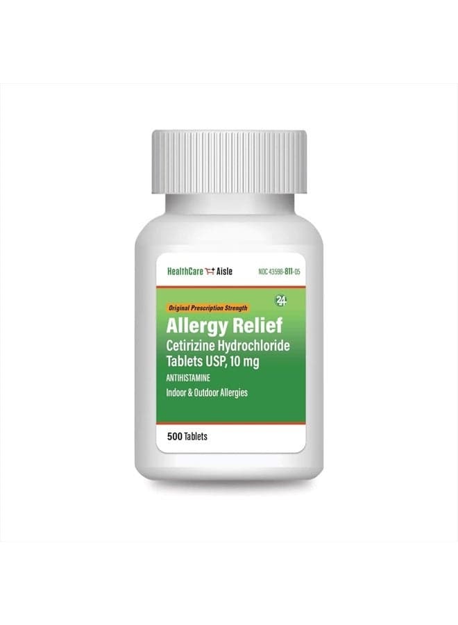 Allergy Relief - Cetirizine Hydrochloride Tablets USP, 10 mg – 500 Tablets – Original Prescription Strength Allergy Medication, 24-Hour Allergy Relief