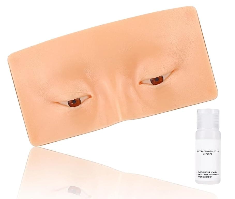 3D Realistic Eye makeup dummy for makeup practice Board With Makeup Cleaner | Silicone Makeup Face Artificial Practice Skin Board | Makeup Practice Mask Skin Face Eye Makeup Practice for Beginner Makeup Artist The Perfect Makeup