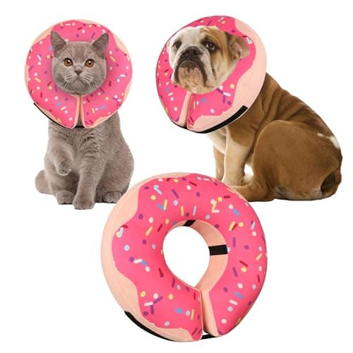 Inflatable Cone Collar for Large Medium Small Dogs Soft Adjustable Recovery Collar for Dogs CatsDog Cone Neck Donut Alternative After SurgeryPinkMedium