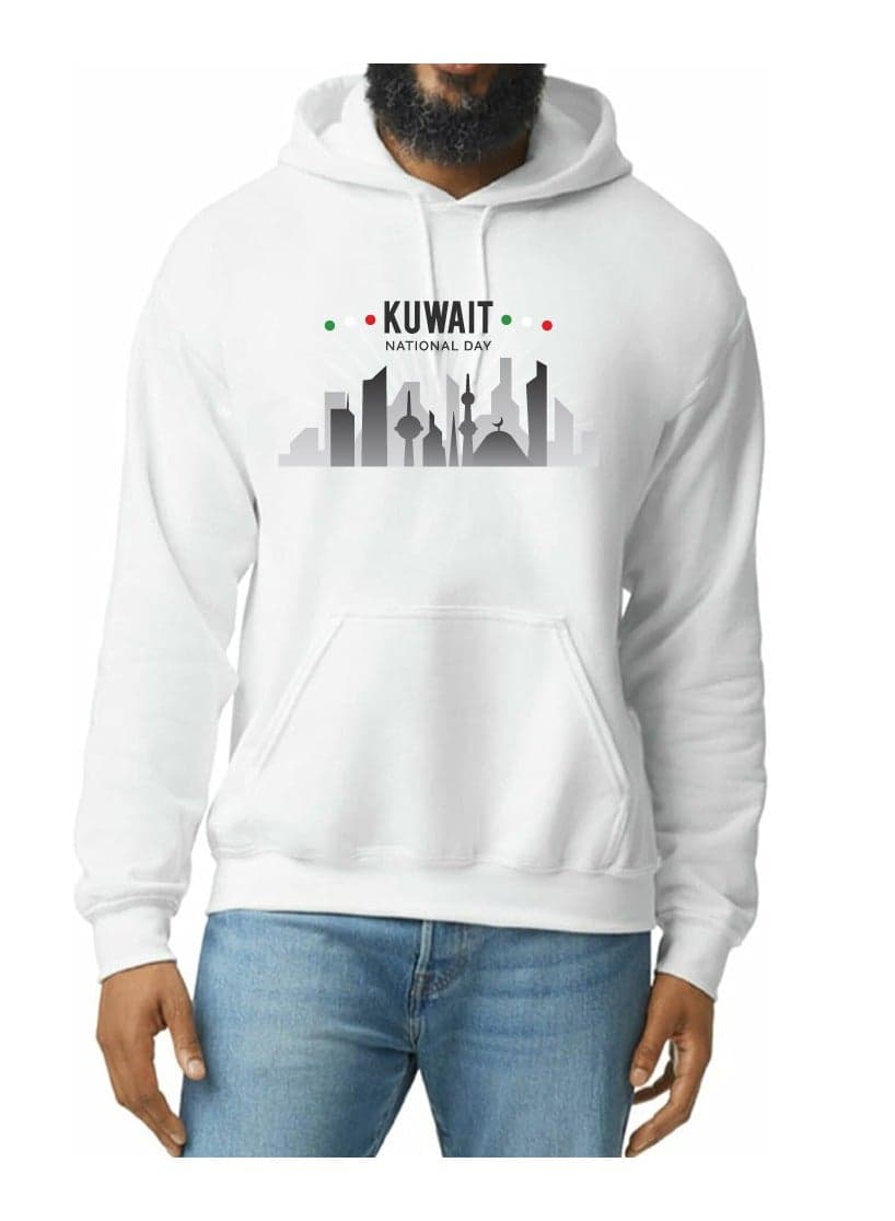 Kuwait Skyline Hoodie - Soft Cotton Pullover - Casual Fashion Hoodie for Men and Women - Long Sleeve with Drawstring and Pockets - Perfect for Travel