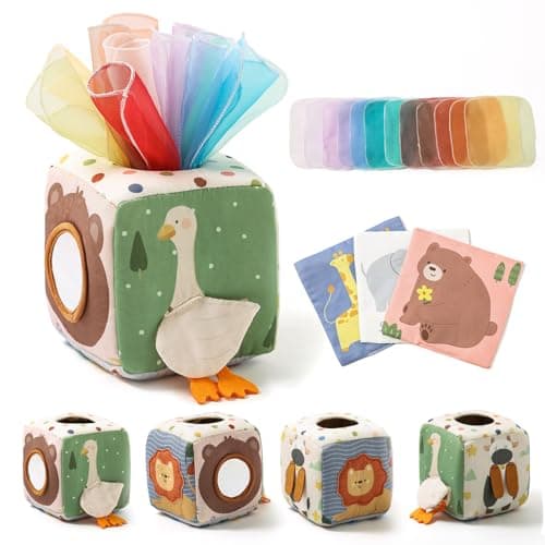 Youuys Baby Tissue Box Toy for Babies 612 Months Montessori Sensory Toys for 1 Year Old Boy Infant Toy with Crinkle Tissues Fine Motor for 6 9 12 18 Months Old Kids 1st Birthday