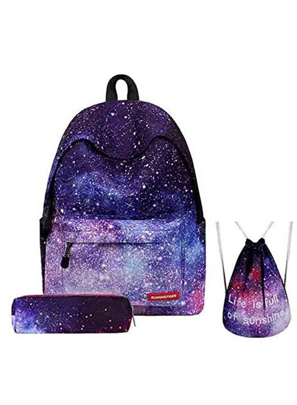 Girls' backpack 3 piece School Backpack starry sky printed canvas female college Backpack
