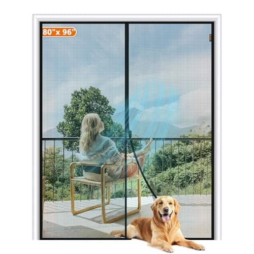 MAGZO Magnetic Screen Door Fit Door Size 80 x 96 Inch, Screen Size 82" x 97" Strong Magnet French Style Mesh, Heavy Duty Fiberglass Mesh with Hook & Loop for Sliding Entrance, Gray