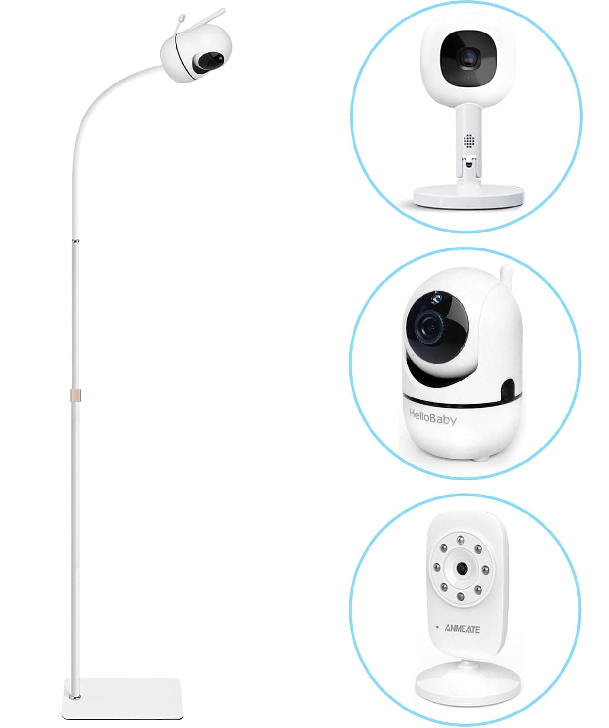 AISVAN Adjustable Height Baby Monitor Floor Stand Holder for Hellobaby HB6560/HB6550 HB65/HB66/HB248 Baby Monitor and Also Compatible with The Nanit Pro Smart Monitor & Flex Stand