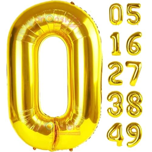 Propsicle 16 inch Birthday Foil 0 Number Helium Balloon Party Decoration Golden Pack of 1 | 0 No. Balloons Birthday/Anniversary | 10 Year Zero Number