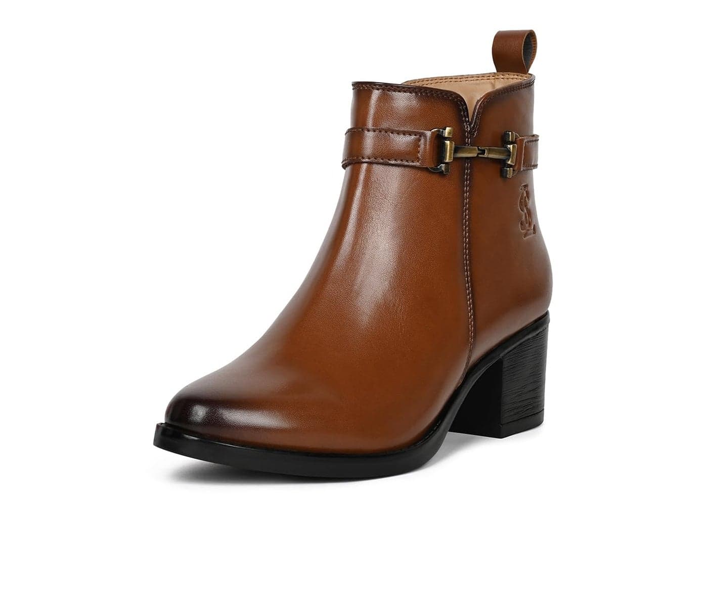 LOUIS STITCH Women’s Tan Mid-Top Ankle Boots | Elegant Antique Buckle Chelsea Boots | Slip-On Boots for Women | Boot for Casual Outings | LSLD-CLBT-NBAB | UK-6