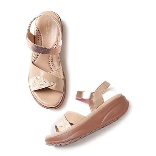 Marc Loire Women soft Comfortable Nude Solid Platform Heels,Size_7