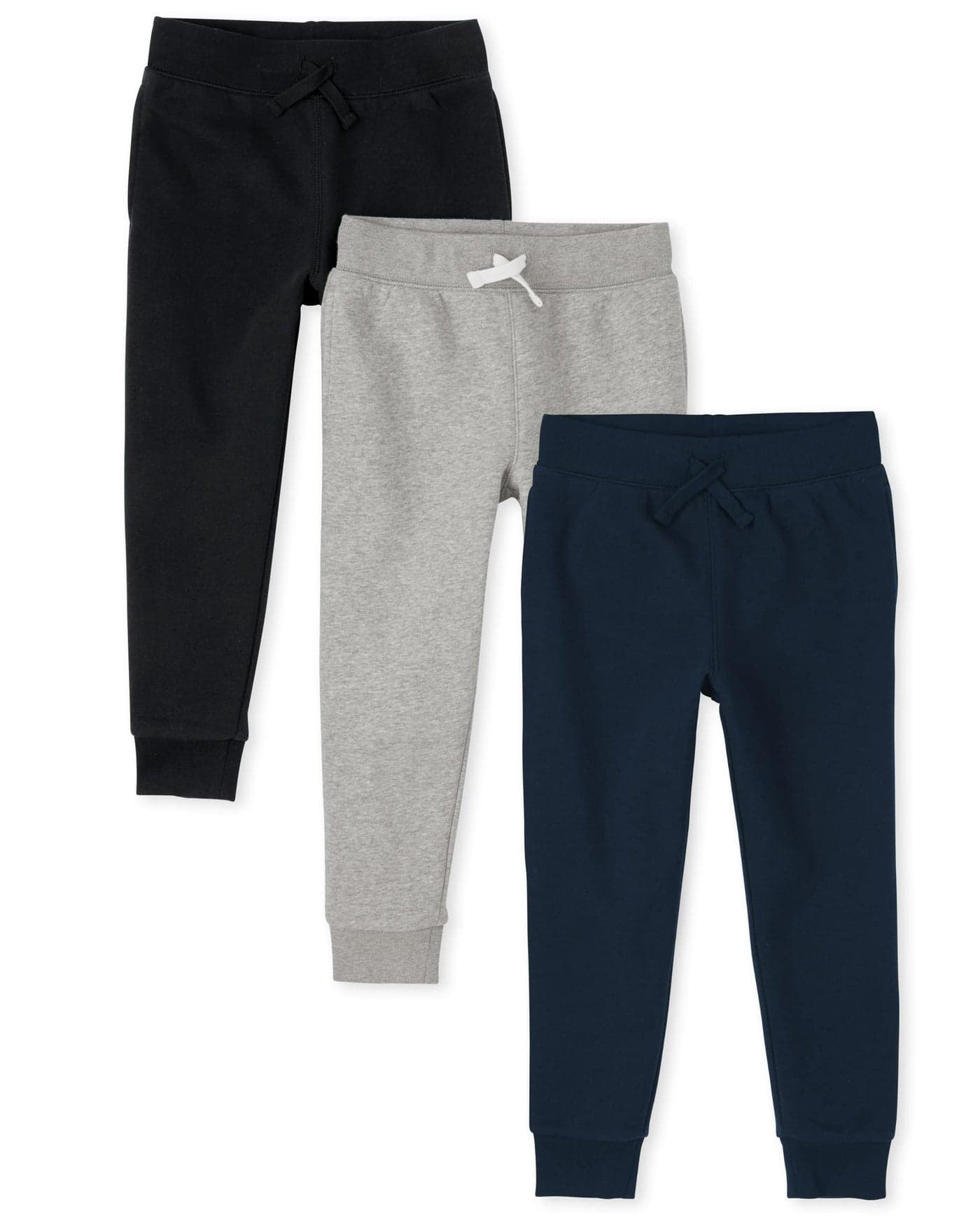 The Children's Place boys Active Fleece Jogger Pants, Black/New Navy/Smoke 3 Pack, Small US