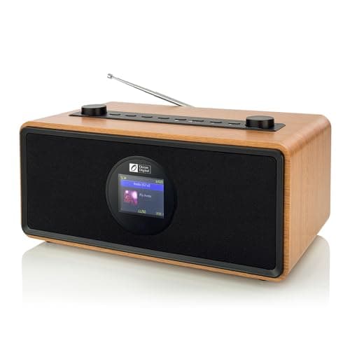 Ocean Digital WR-860 FM Wi-Fi Internet Radio with Stereo Speakers, Alarm Clock, Sleep Timer, Line Out, Aux in, Stress Relief, Relaxation and Sleep Aid, 2.4" Color Display