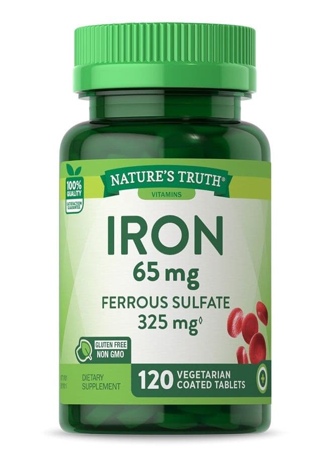 Ferrous Sulfate Iron Supplement | 65 mg | 120 Tablets | Non-GMO, Gluten Free | by Nature's Truth