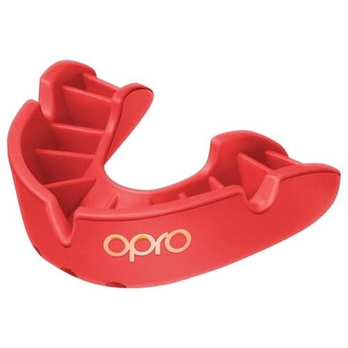 OPRO Bronze Level Youth Moldable Mouth Guard Essential Fit (Red) Boxing Mouthguard for MMA & Impact Sports, Easy Self-Fit Mouth Guard for Sports, Football & Hockey - Includes Case