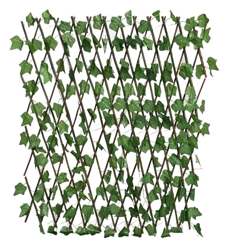 Golden Cart Ivy Leaves Artificial Grass Trellis (1 Pieces) UV Protected I Expandable Garden Grass Fence I Outdoor Indoor (Green, 1 Piece is 2.29 Feet x 0.75 Feet, expands to 5 FEET x 1.6 Feet)
