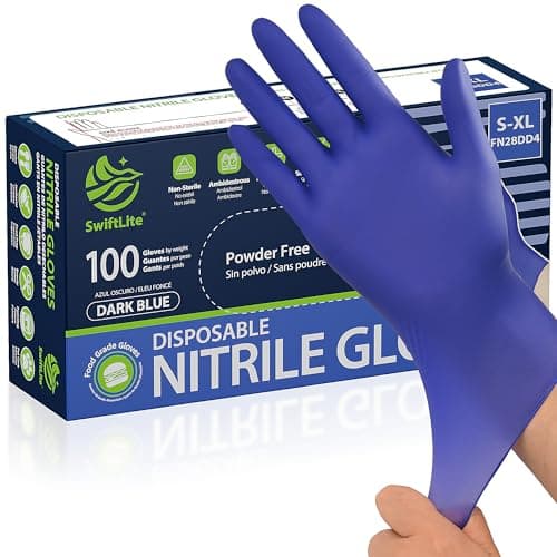 SWIFTLITE Disposable Nitrile Gloves, Food Safe, Latex-Free Powder-Free, Kitchen Rubber Gloves for Cooking, Cleaning and Food Prep (X-Large, 100)