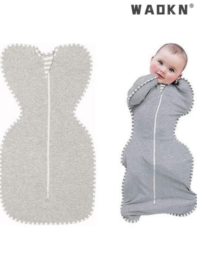 Baby Swaddle Wrap, Ultra-Soft Newborn Sleeping Swaddle Blanket for 1-3 Months Baby Girls And Boys , Comfortable and breathable , anti startle sleeping bag , baby sleeping bag made of pure cotton ,grey.