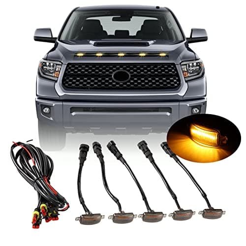 Front Grille LED Lights for Toyota Tundra 20082022 Universal Trucks SUV with Raptor Style Grill Trim Amber DRL Lamps for Dodge RamFord F150 Jeep GladiatorGMC SierraChevrolet Silverado 5PCS