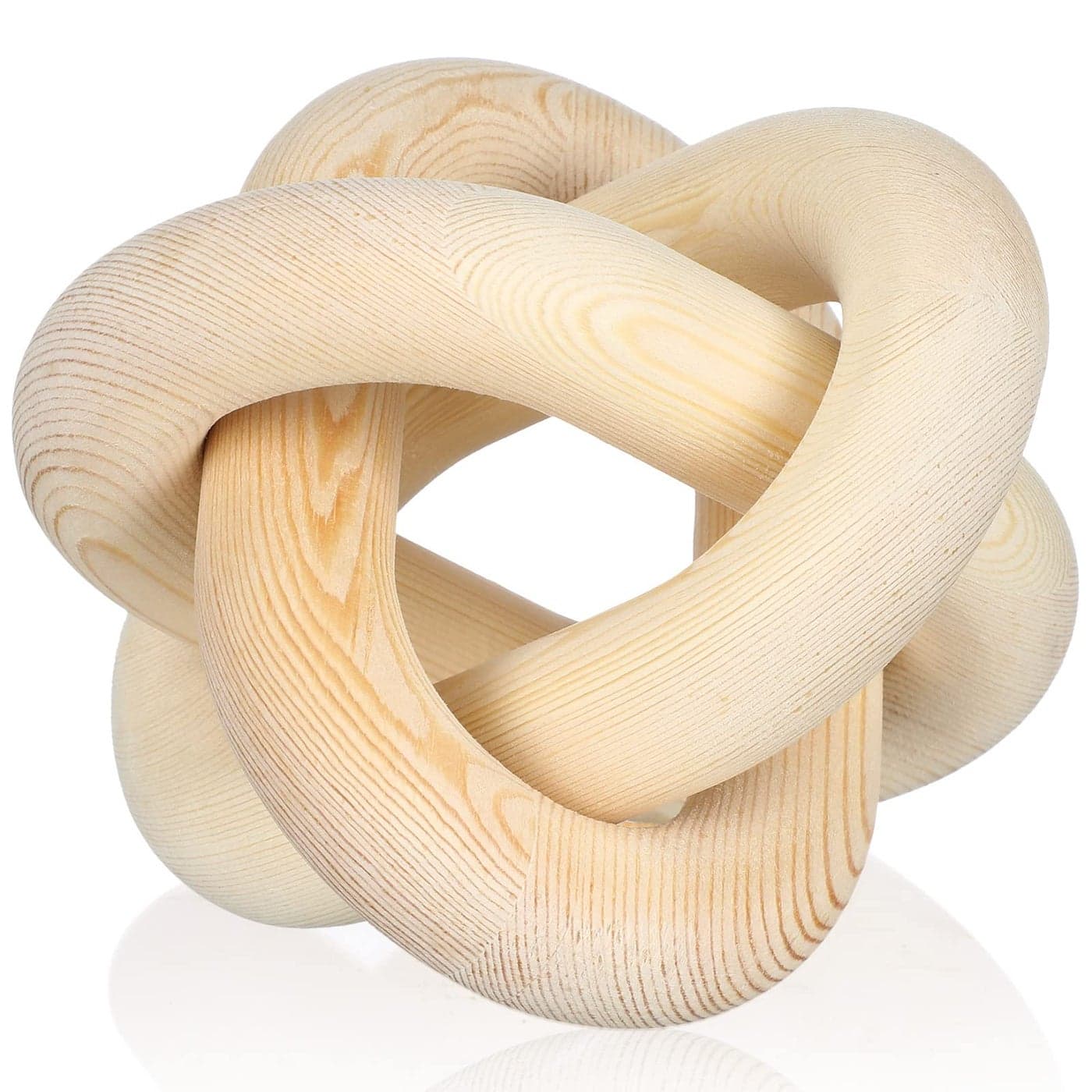 Yalikop 3 Link Wood Knot Decor Hand Carved Coffee Table Decoration Boho Chain Link Decor Modern Shelf Rustic Objects for Home Living Room BedroomNatural