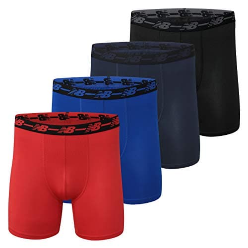 New Balance Men's Performance 5" No Fly Boxer Brief, 4-Pack, Black/Team Royal/Team Navy/Embers, 5XL