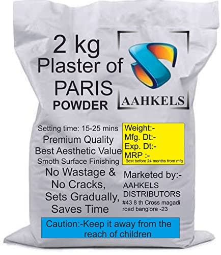 Aahkels Premium P O P Plaster of Paris Powder Plaster Hand Mold Casting Kit Powde Gypsum Cement Pottery Ceramic Plaster Powder for Crafts Sculpture 2 Kg Packaging May Vary