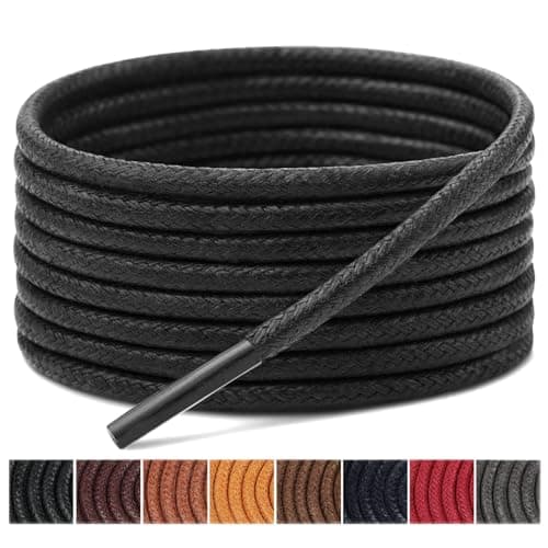 Handshop 3 Pairs Dress Shoe Laces for Men, Replacement Shoelaces for Dress Shoes, Waxed Round Shoe Strings for Women’s Oxford Shoes and Chukka(Black, 23.6")