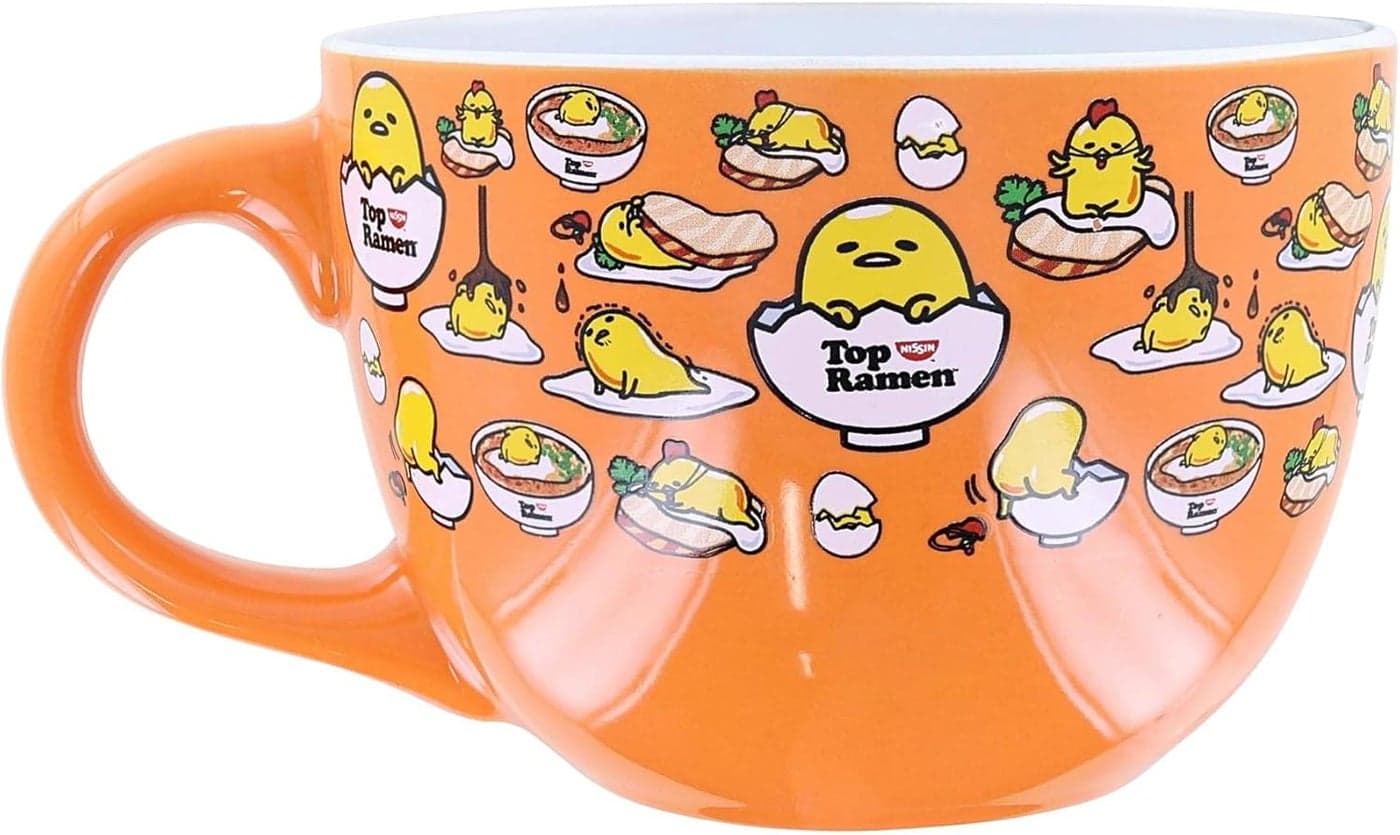 Sanrio Gudetama x Nissin Top Ramen Ceramic Soup Mug Holds 20 Ounces