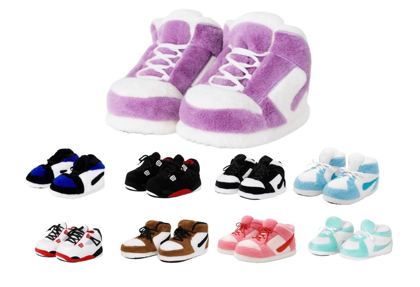 Warm Sneaker Slippersn Anti Slip Soft Comfy House Shoes Plush Fuzzy Slide One Size Fits Most Bigfoot Gift (Purple White, US Footwear Size System, Adult, Women, Alpha Range, Medium, Small, Large)