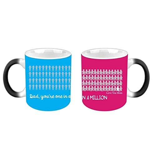 TheYaYaCafe Handsome Dad Strong Mom Ceramic Mug and Coaster for Mom Dad -Combo Set of 2