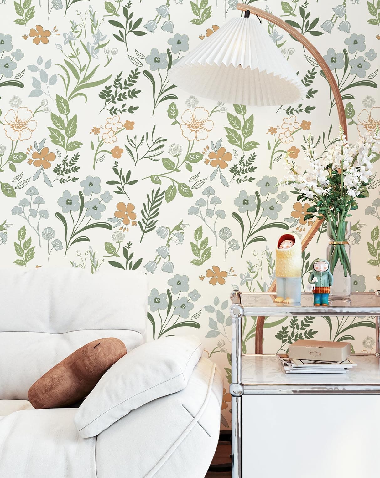 MelunMer Floral Wall Paper Peel and Stick Wallpaper Boho Leaf Contact Paper for Drawers Cabinets Self Adhesive Removable Wallpaper for Bedroom Bathroom Waterproof Botanical Green173 x787