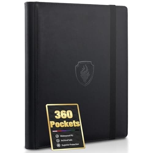 Premium 9 Pocket Card Binder for 360 Cards Fabmaker PU Cover Trading Card Binder Sturdy Card Collection Album Sleek Card Holder Folders for Game Cards Sports Cards Black